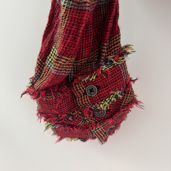 We The Free Red and Green Plaid Wrap Blouse - Picture 3 of 11